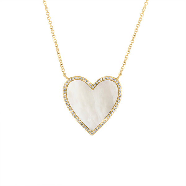 14KT GOLD DIAMOND MOTHER OF PEARL NECKLACE