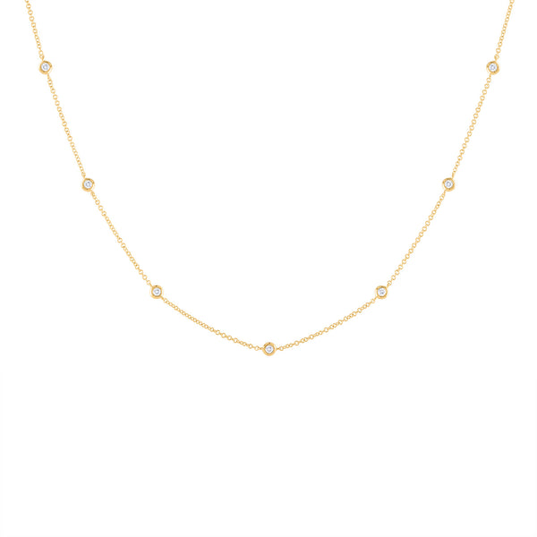 14k Yellow Gold diamond bezel by the yard necklace