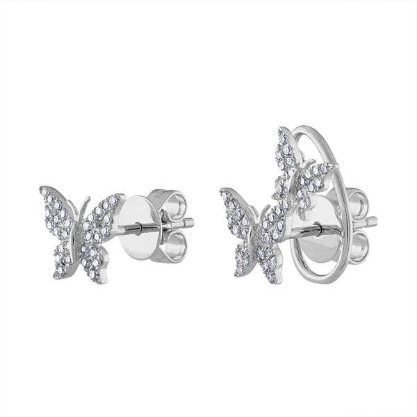 14KT GOLD DIAMOND ASYMMETRICAL BUTTERFLY EARRING – Jewels by