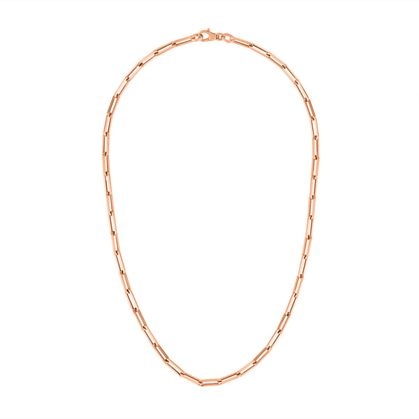14KT GOLD 16" SMALL RECTANGLE LINK NECKLACE