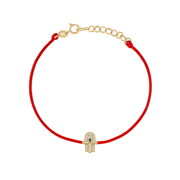 Red String Diamond Bracelet with Gold