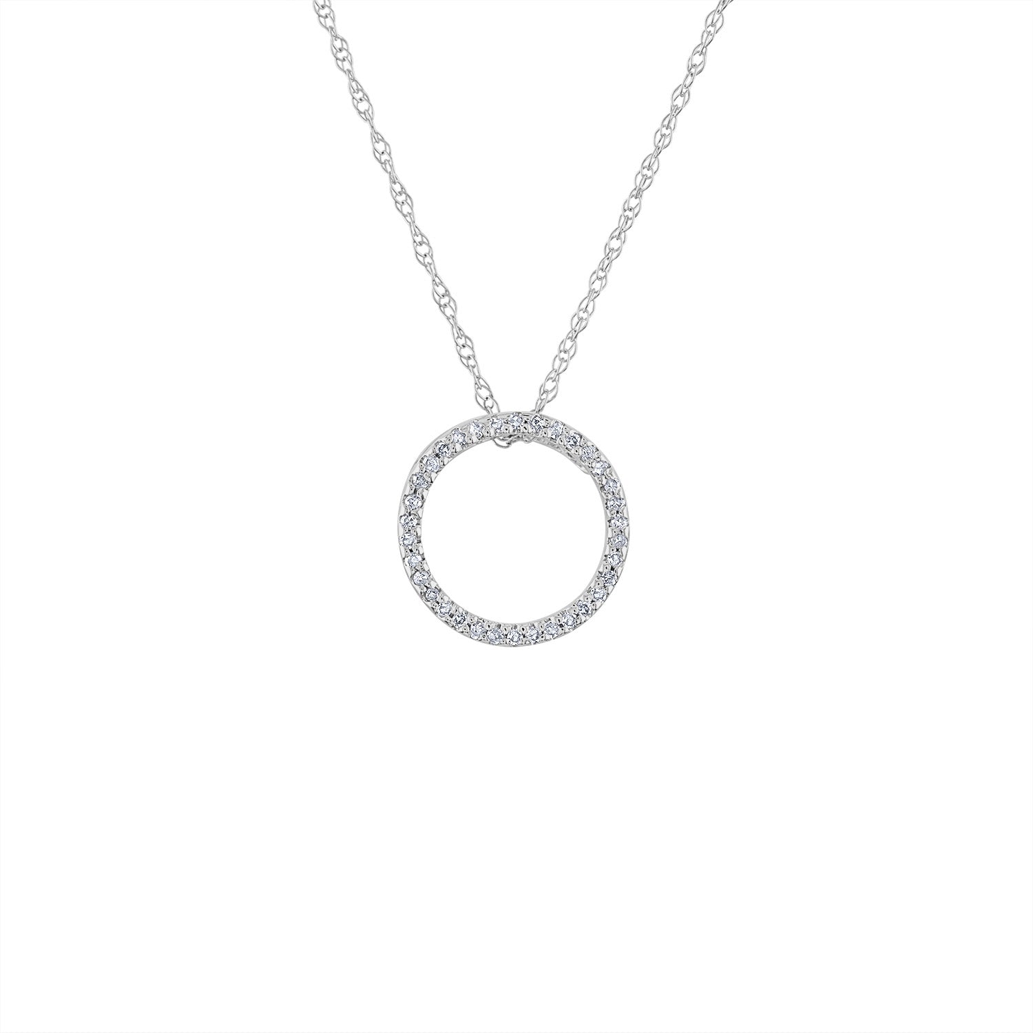 14KT GOLD SMALL DIAMOND OPEN CIRCLE NECKLACE