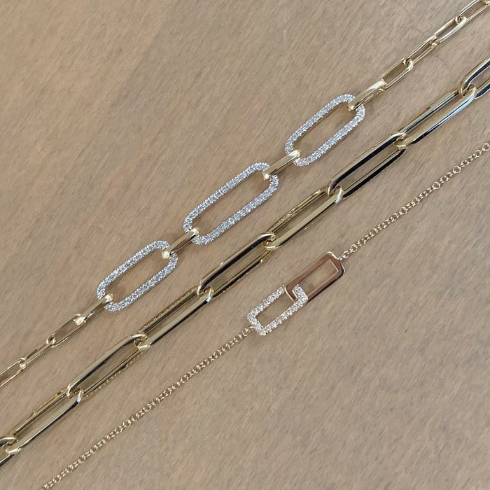 9mm Iced Rectangular Cable Link Bracelet (18K White Gold/Stainless Ste –  Kuyashii Jewelry
