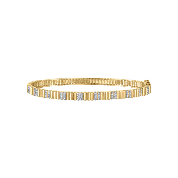 14KT GOLD PAVE DIAMOND RIDGE BANGLE