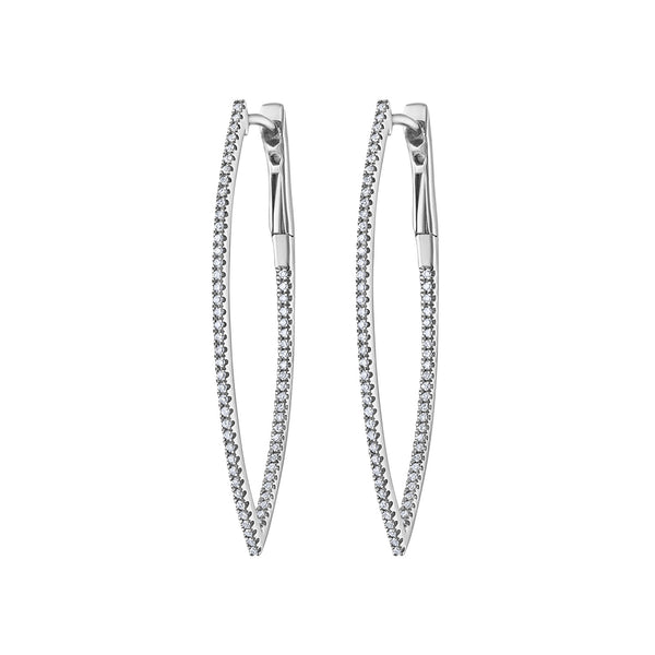 14KT GOLD DIAMOND MARQUIS HOOP EARRING