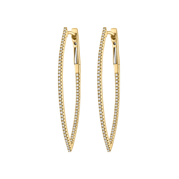 14KT GOLD DIAMOND MARQUIS HOOP EARRING