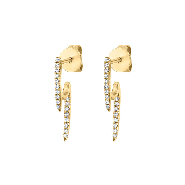 14KT GOLD DIAMOND CURVE POINT EARRING