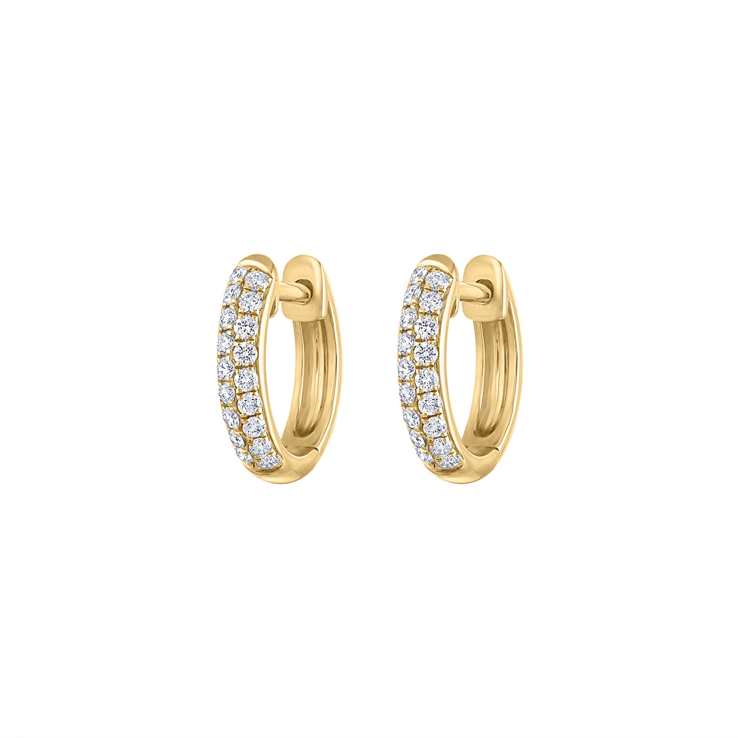 14KT GOLD DIAMOND PAVE SMALL HUGGIE EARRING