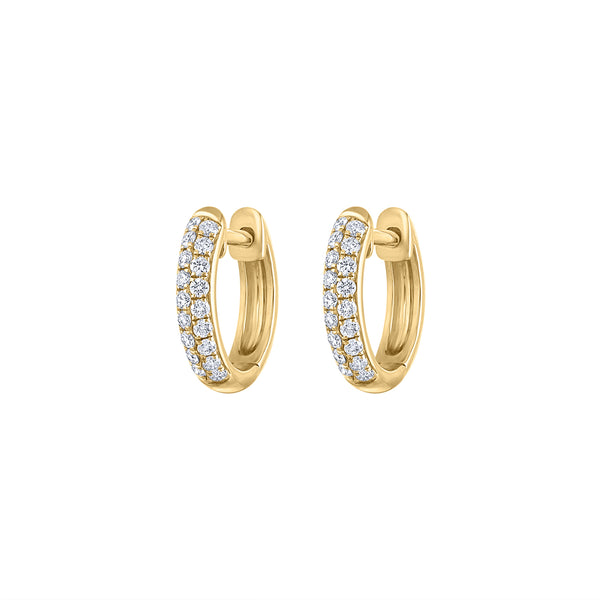 14KT GOLD DIAMOND PAVE SMALL HUGGIE EARRING