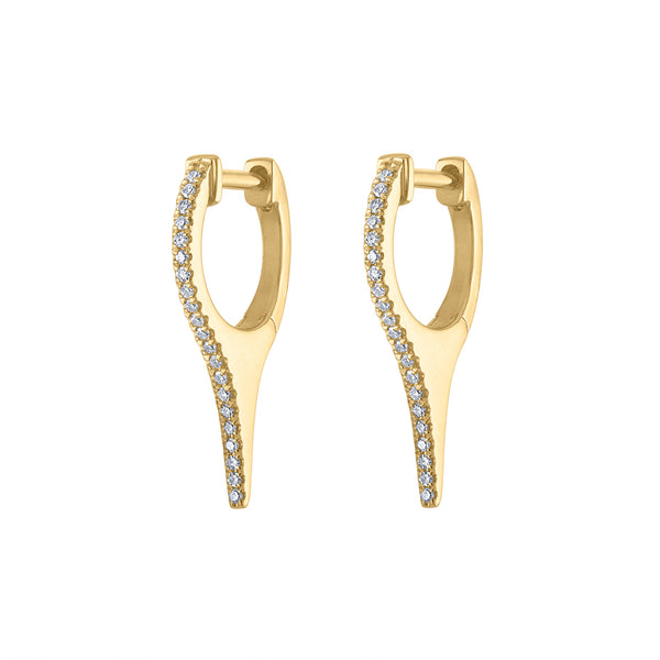 14KT GOLD DIAMOND SMALL SPIKE HUGGIE EARRING