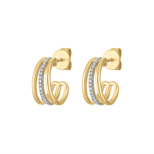 Vintage 14ct Yellow Rose White Gold 1.0 Cttw Diamond Half Hoop Earrings  (Pair) on eBid United States | 219035829