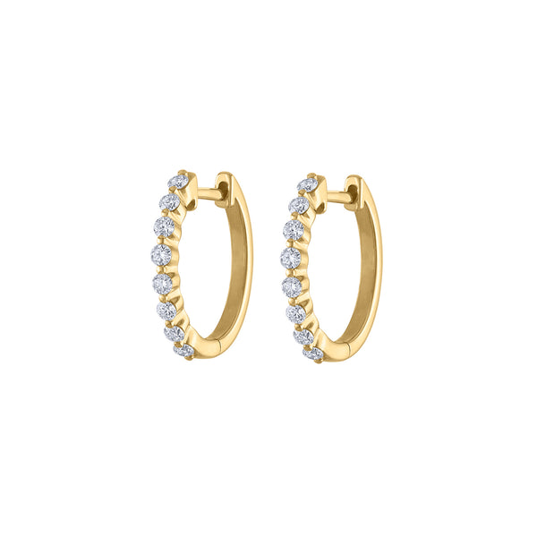 14KT GOLD DIAMOND PRONG HUGGIE EARRING