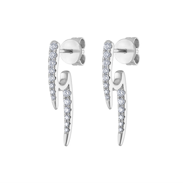 14KT GOLD DIAMOND MEDIUM CURVE POINT EARRING