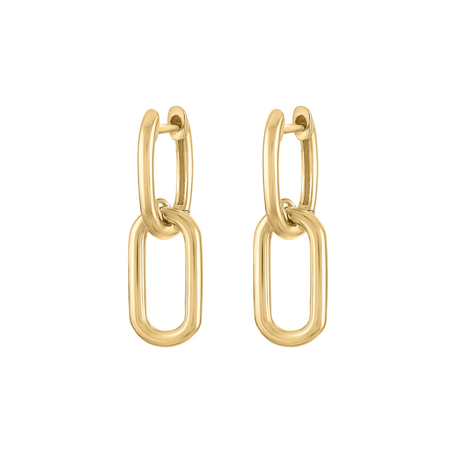 14KT GOLD HUGGIE WITH RECTANGLE DROP EARRING