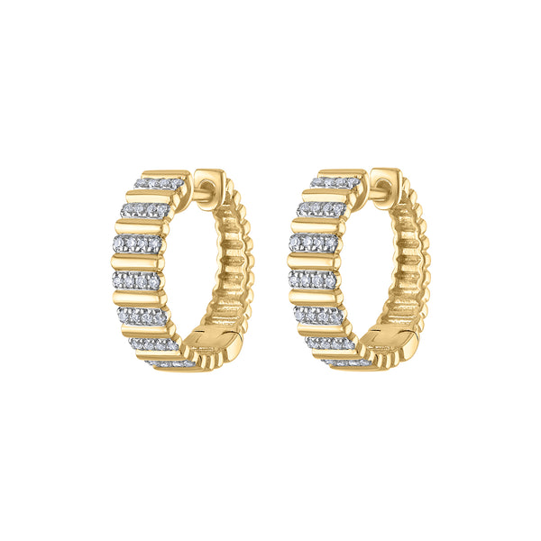 14KT GOLD DIAMOND RIDGE HUGGIE EARRING