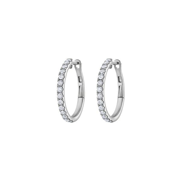 14KT GOLD DIAMOND THICK HOOP EARRING