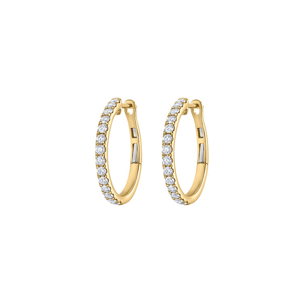 14KT GOLD DIAMOND THICK HOOP EARRING