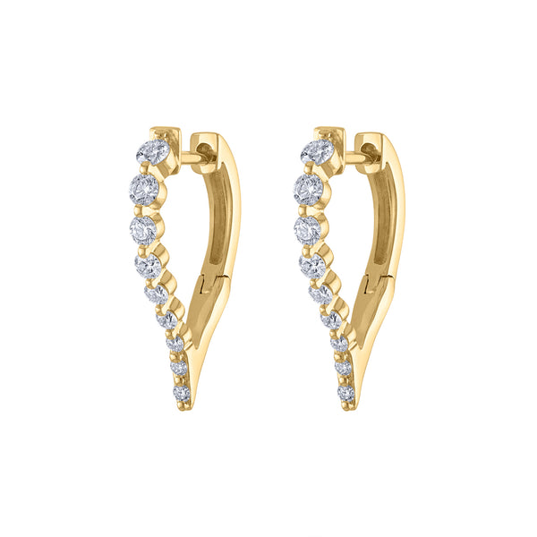 14KT GOLD DIAMOND PRONG PEAR HUGGIE EARRING