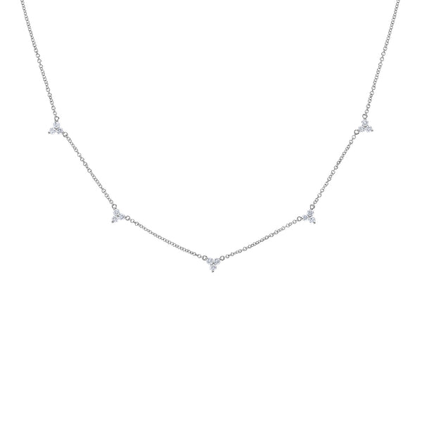 14KT GOLD DIAMOND LARGE FIVE STATION TRIO NECKLACE