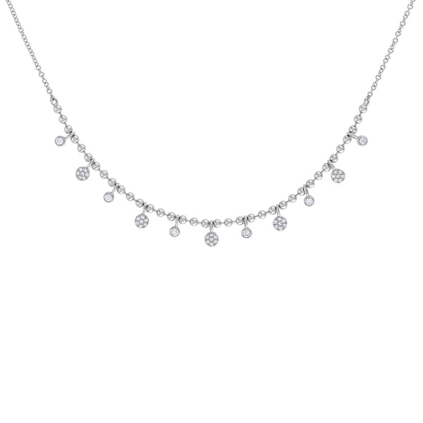 14KT GOLD DIAMOND DANGLE BEZEL BALL NECKLACE