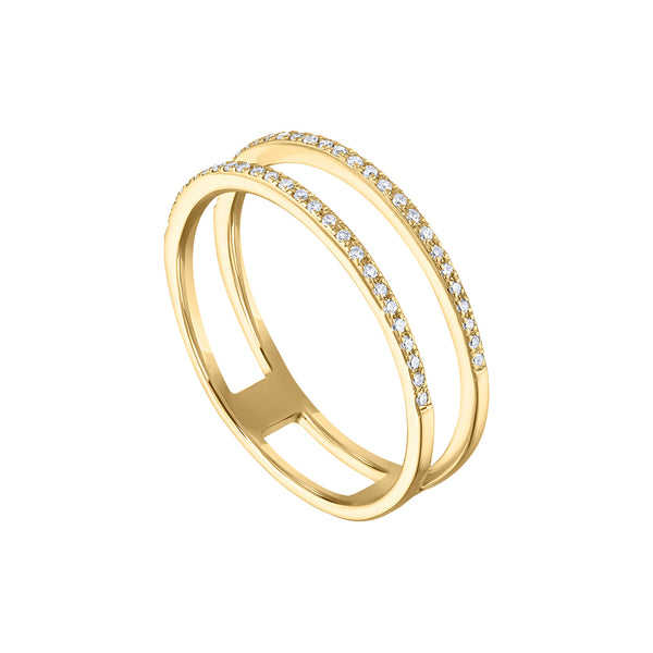 14KT GOLD DIAMOND TWO LING RING