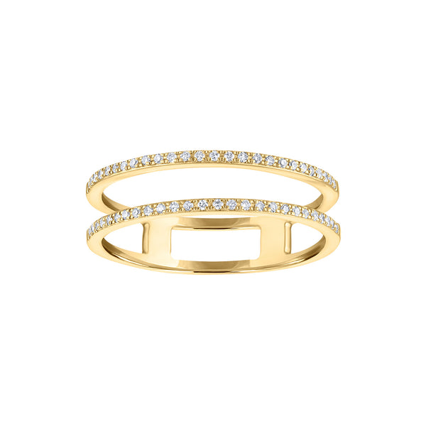 14KT GOLD DIAMOND TWO LINE RING – Jewels by Joanne