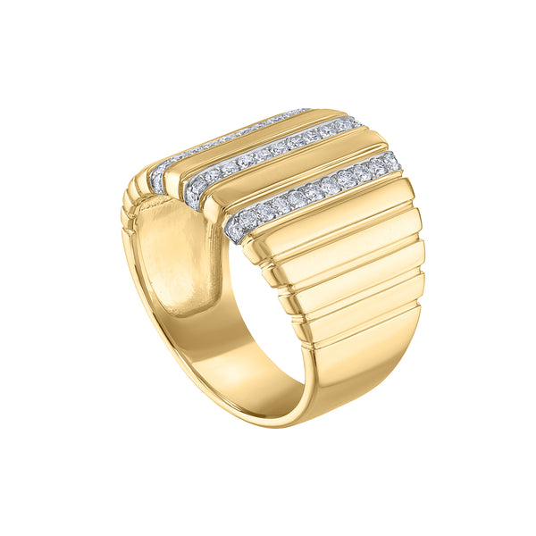 14KT GOLD DIAMOND WIDE RIGE RING