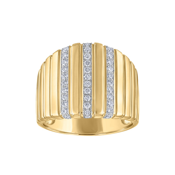 14KT GOLD DIAMOND WIDE RIGE RING