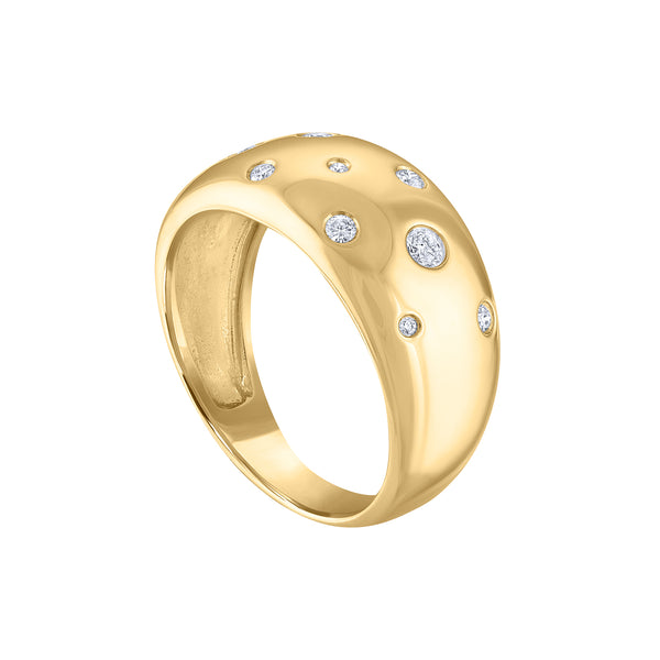 14KT GOLD SCATTERED DIAMOND DOME RING