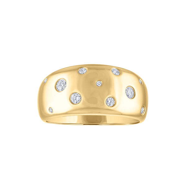 14KT GOLD SCATTERED DIAMOND DOME RING