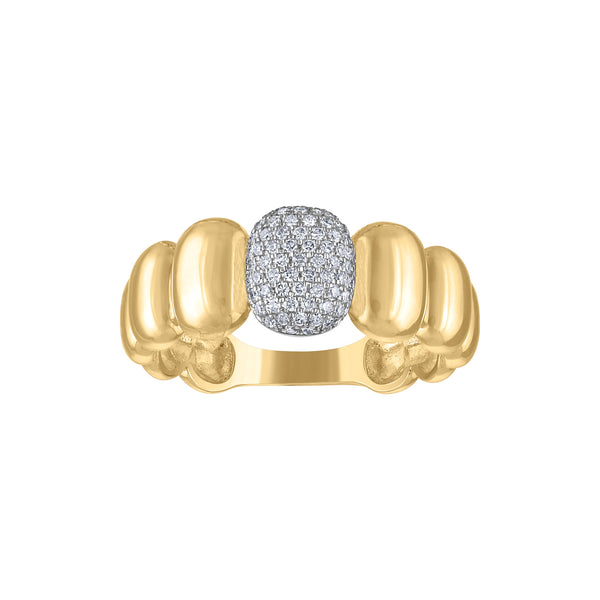 14KT GOLD PAVE DIAMOND OVAL RING