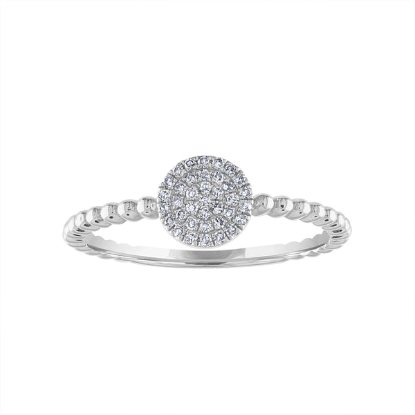 14KT GOLD DIAMOND PAVE DISK BEAD RING