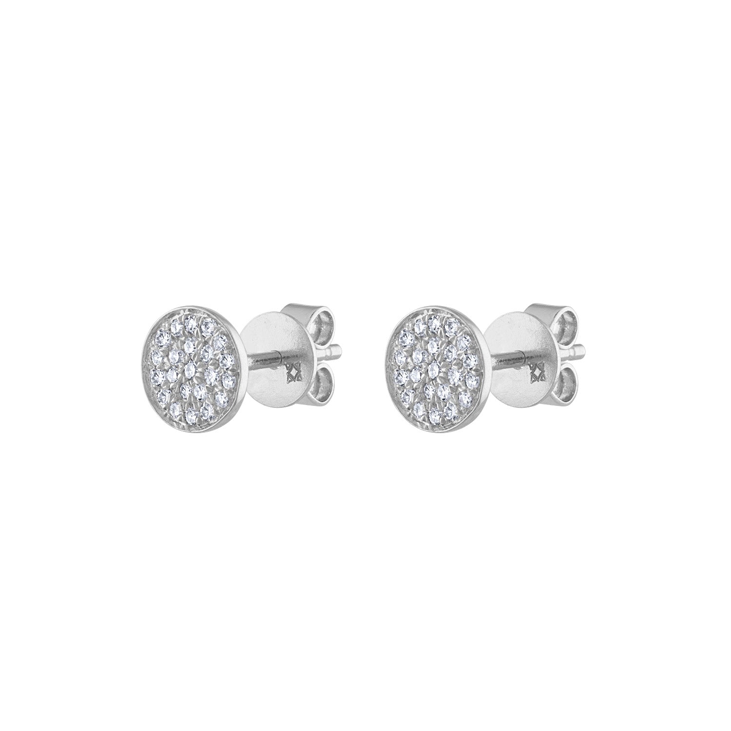 14k White Gold small pave circle earring