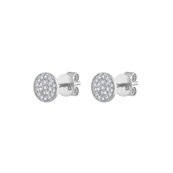 14k White Gold small pave circle earring
