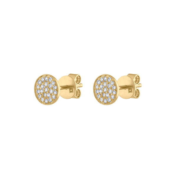 14k Yellow Gold small pave circle earring