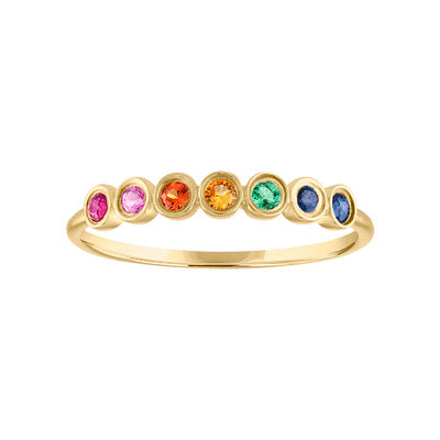 14KT GOLD BEZEL SET MULTI-GEMSTONE RING