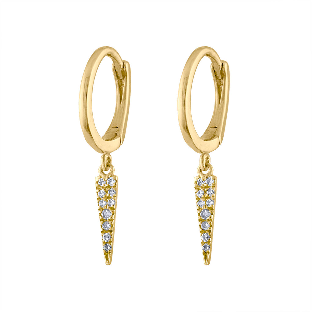 14KT GOLD DIAMOND SPEAR HUGGIE EARRING – Jewels by Joanne