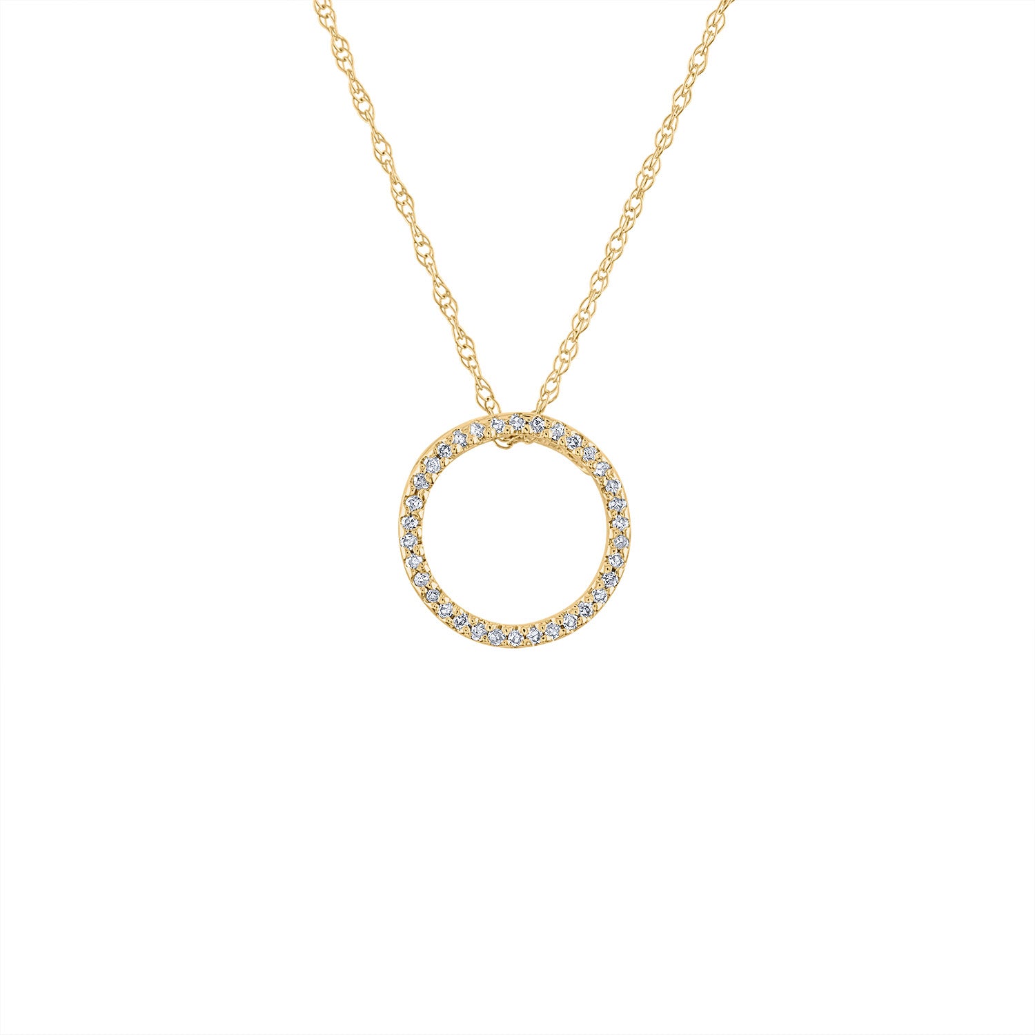 14KT GOLD SMALL DIAMOND OPEN CIRCLE NECKLACE