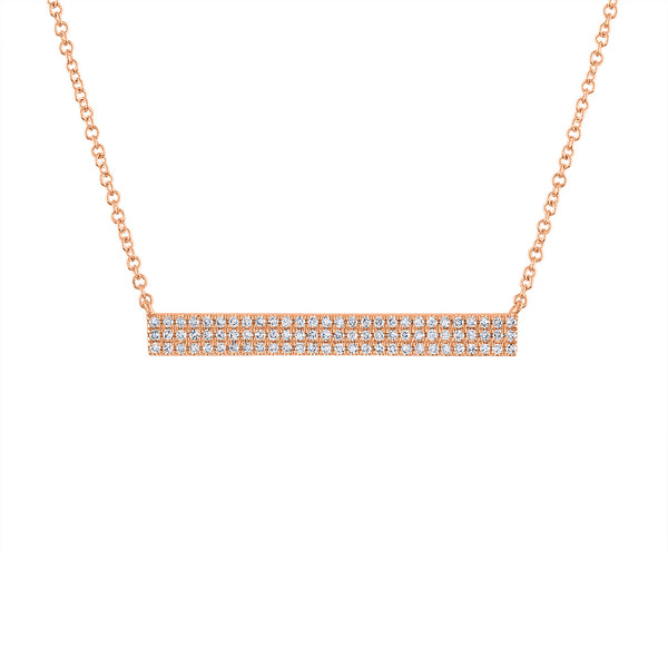 14k Rose Gold diamond 3 row bar necklace