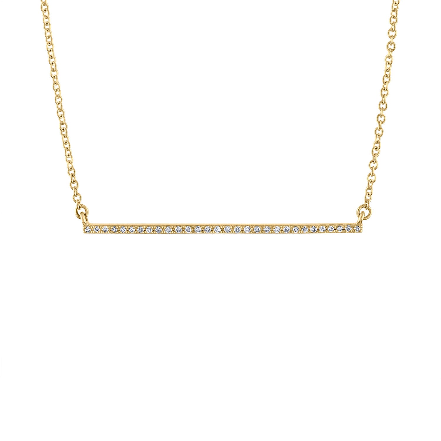 14k Yellow Gold diamond thin bar necklace