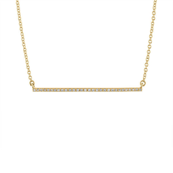 14k Yellow Gold diamond thin bar necklace