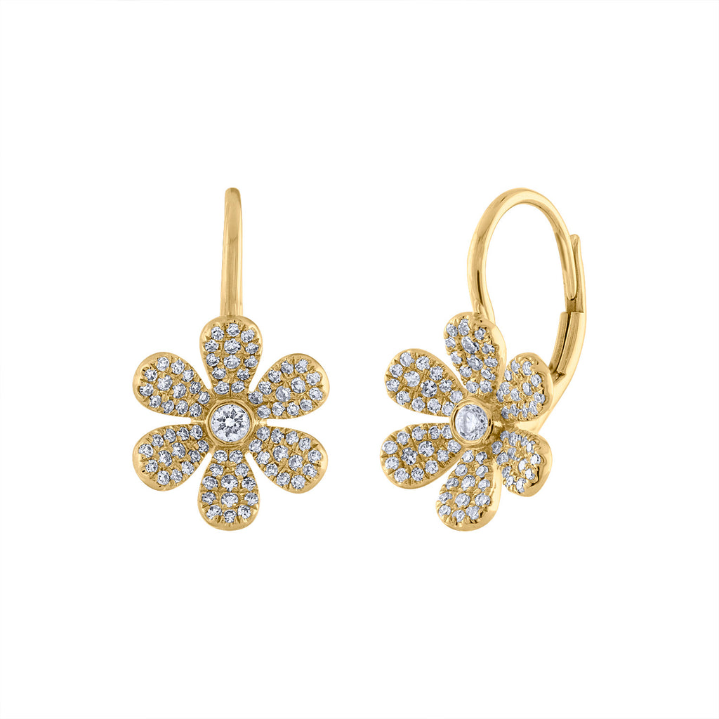 14KT GOLD DIAMOND DAISY EURO EARRING – Jewels by Joanne