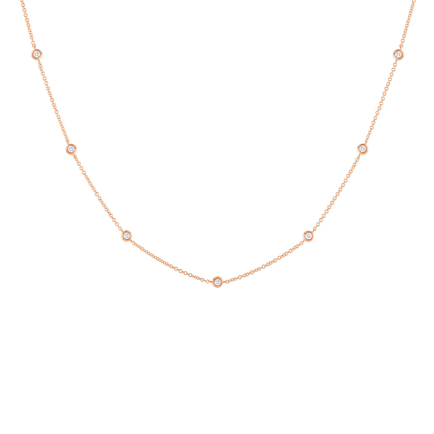 14k Rose Gold diamond bezel by the yard necklace