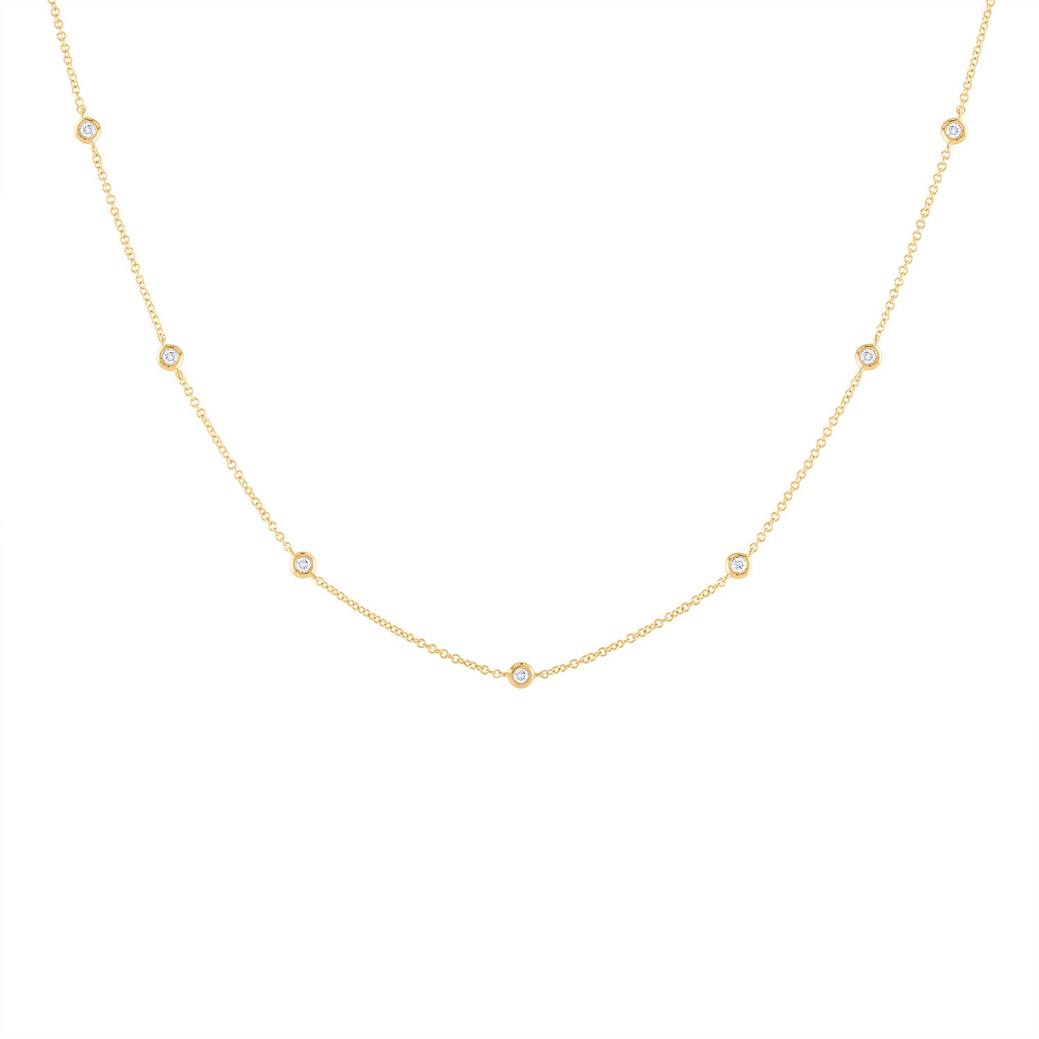 14k Yellow Gold diamond bezel by the yard necklace