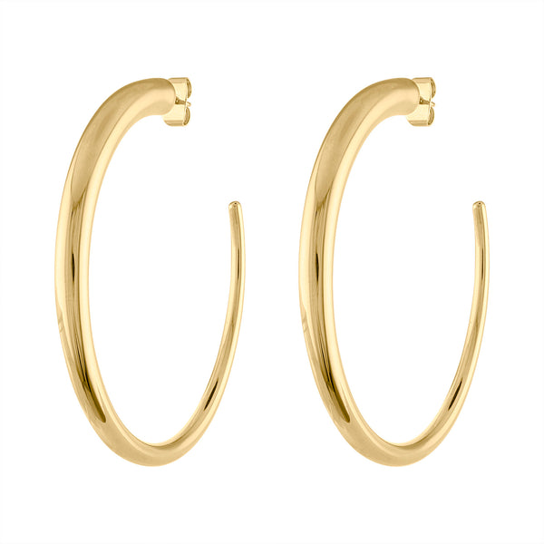 14KT GOLD LARGE TAPERED HOOP POST EARRING