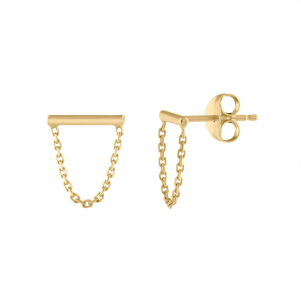 14KT GOLD BAR AND CHAIN EARRING