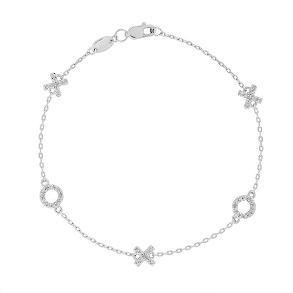 Sterling Silver diamond "X O" bracelet