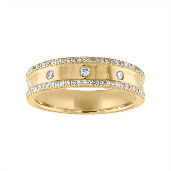 14KT GOLD SCATTERED DIAMOND TWO LINE RING – Jewels by Joanne