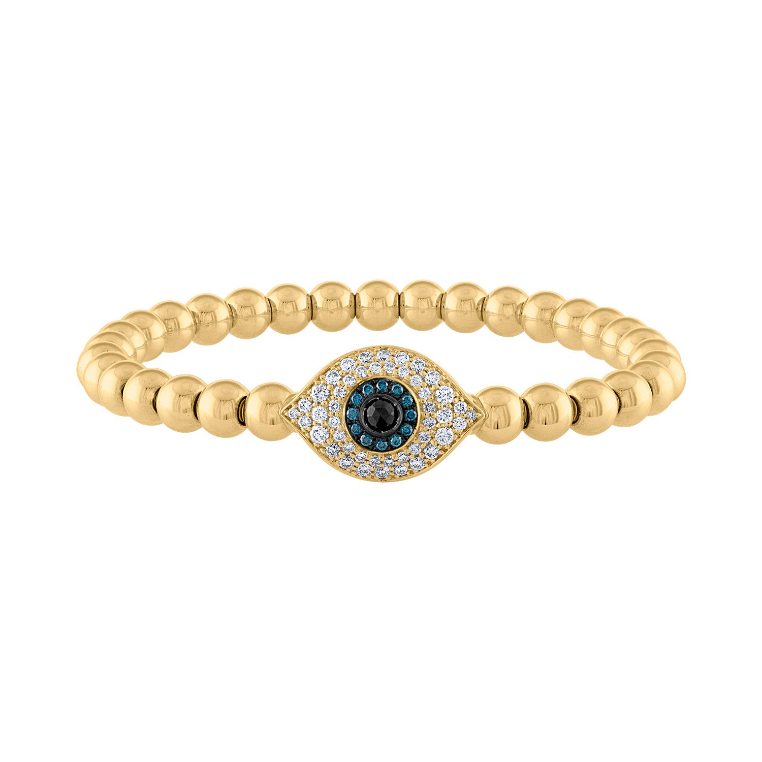 14K Yellow Gold evil eye ball diamond bracelet