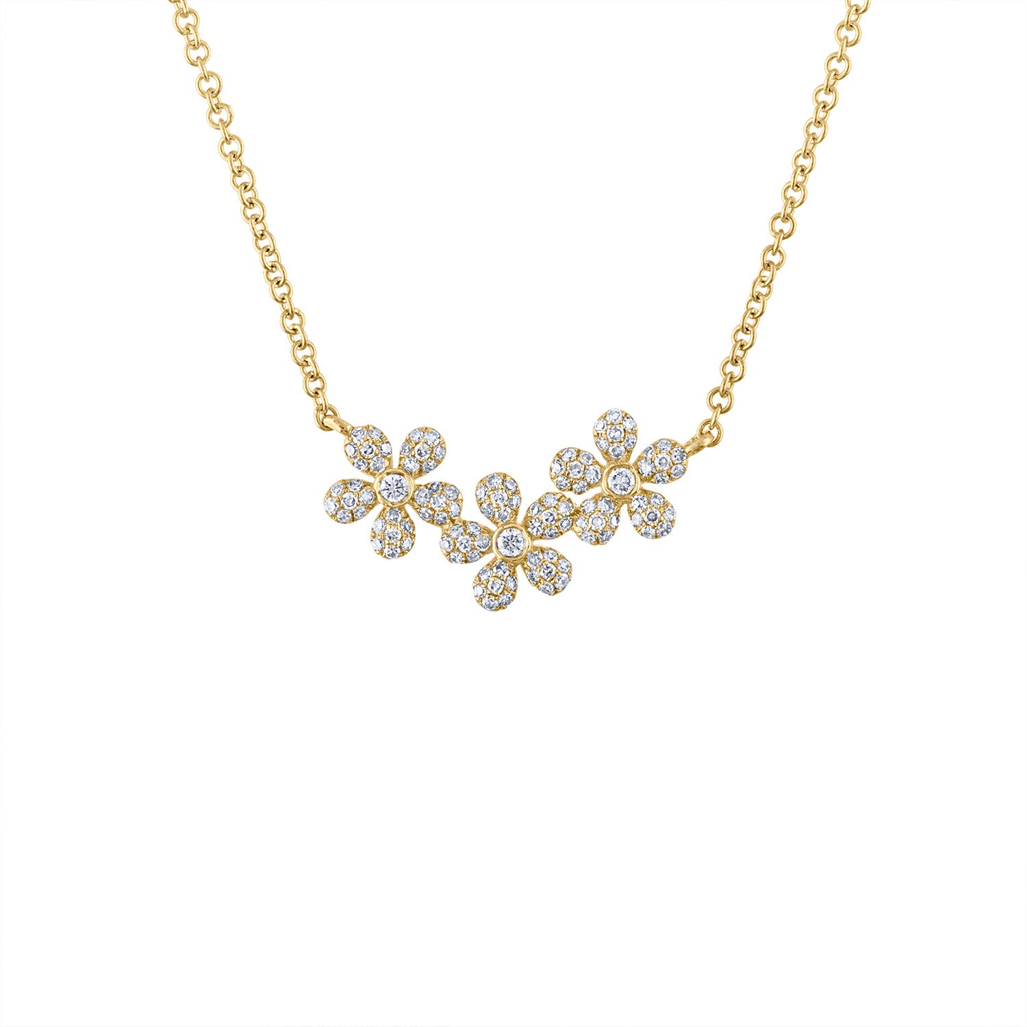 18ct White Gold 0.38ct Diamond Daisy Cluster Pendant Necklace